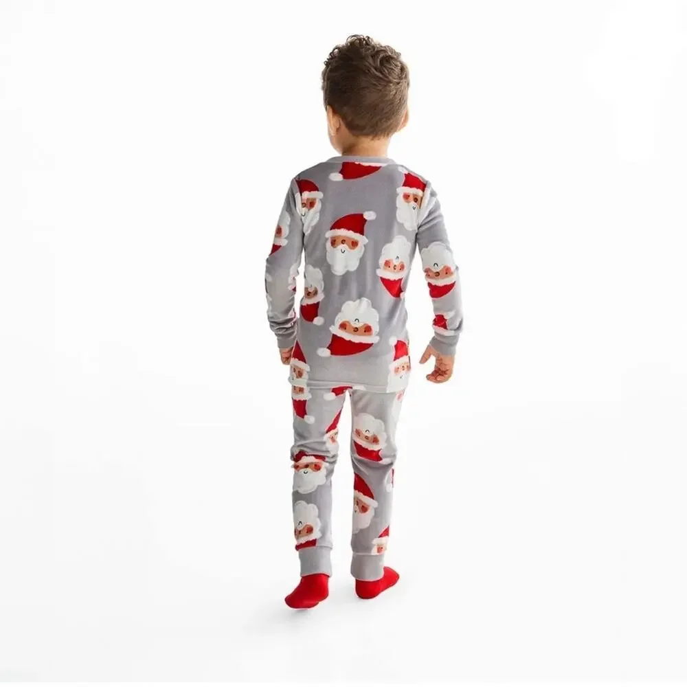 Carter's Festive Gray and Red Santa Pajamas Size 2T (1078)